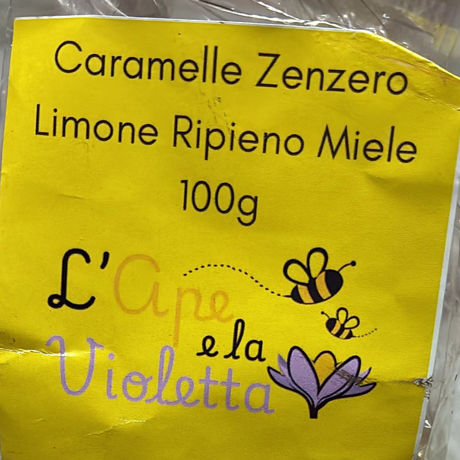 Confezione di caramelle allo zenzero e limone ripiene di miele da 100 g