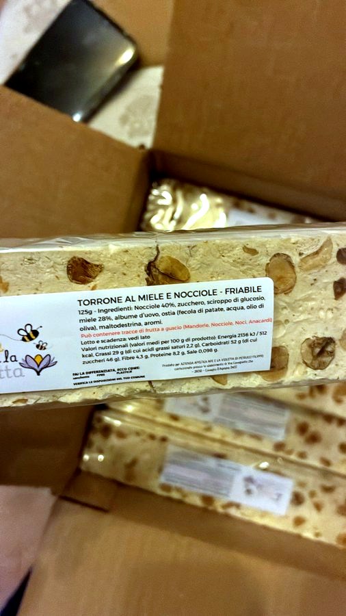 Torrone al miele e nocciole friabile da 125 grammi